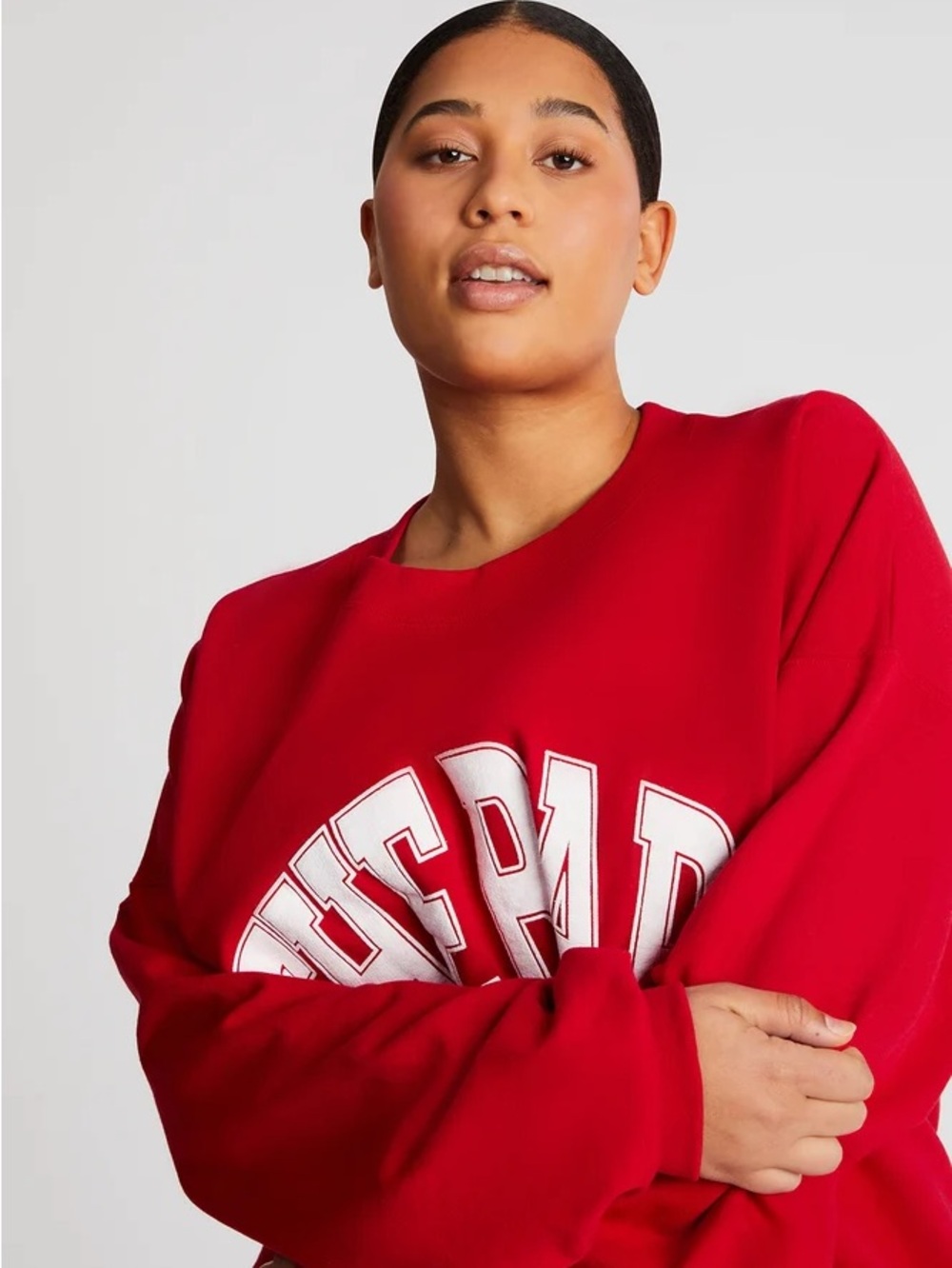 THE BAR Varsity Crewneck in ruby. Size large. Like new.
